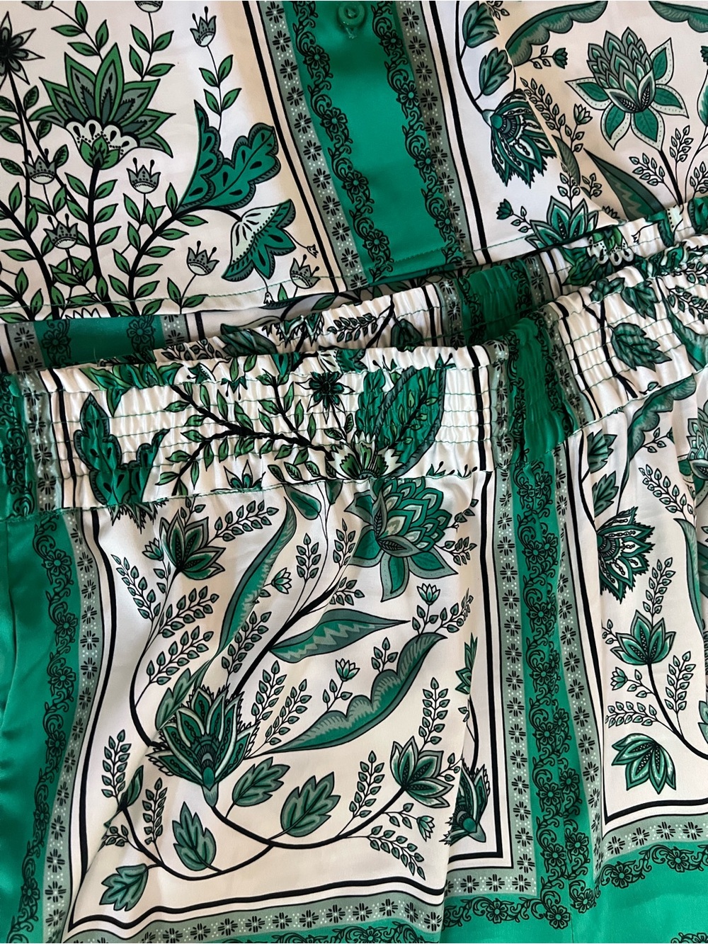 Rachel Zoe Emerald Green Botanical-Print Wide Leg Pants Set - Picture 9 of 9